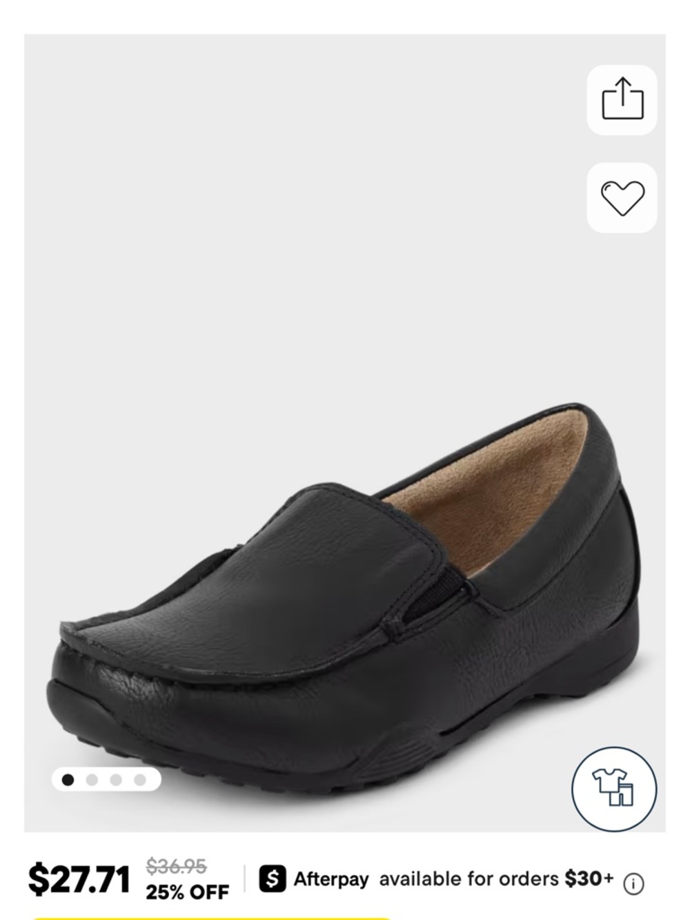 Childrens Place Boy Black Leather Slip-On Loafers
